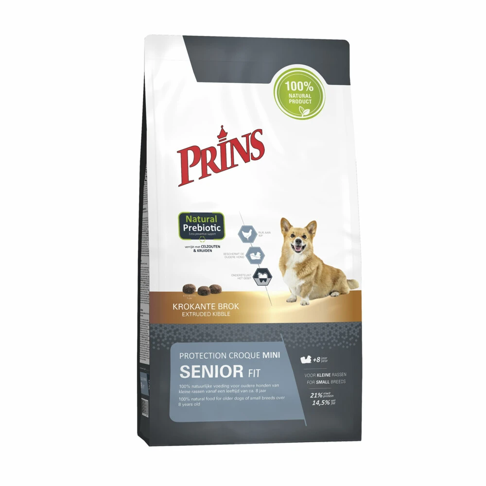 Prins Protection Croque Mini Senior Fit Hondenvoer 1 Prins Protection Croque Mini Senior Fit Hondenvoer