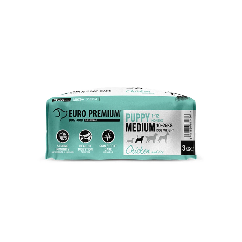 Euro-Premium Puppy Medium Kip - Rijst 4 Euro-Premium Puppy Medium Kip - Rijst - Afbeelding 4